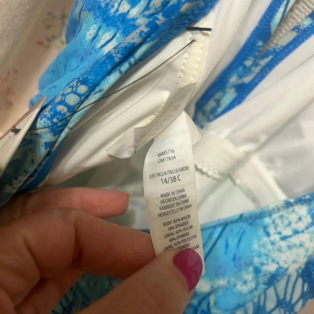 Contours By Coco Reef Cerulean Python Jewel One-Piece Swimsuit Size 14/38C NWT - Picture 5 of 7